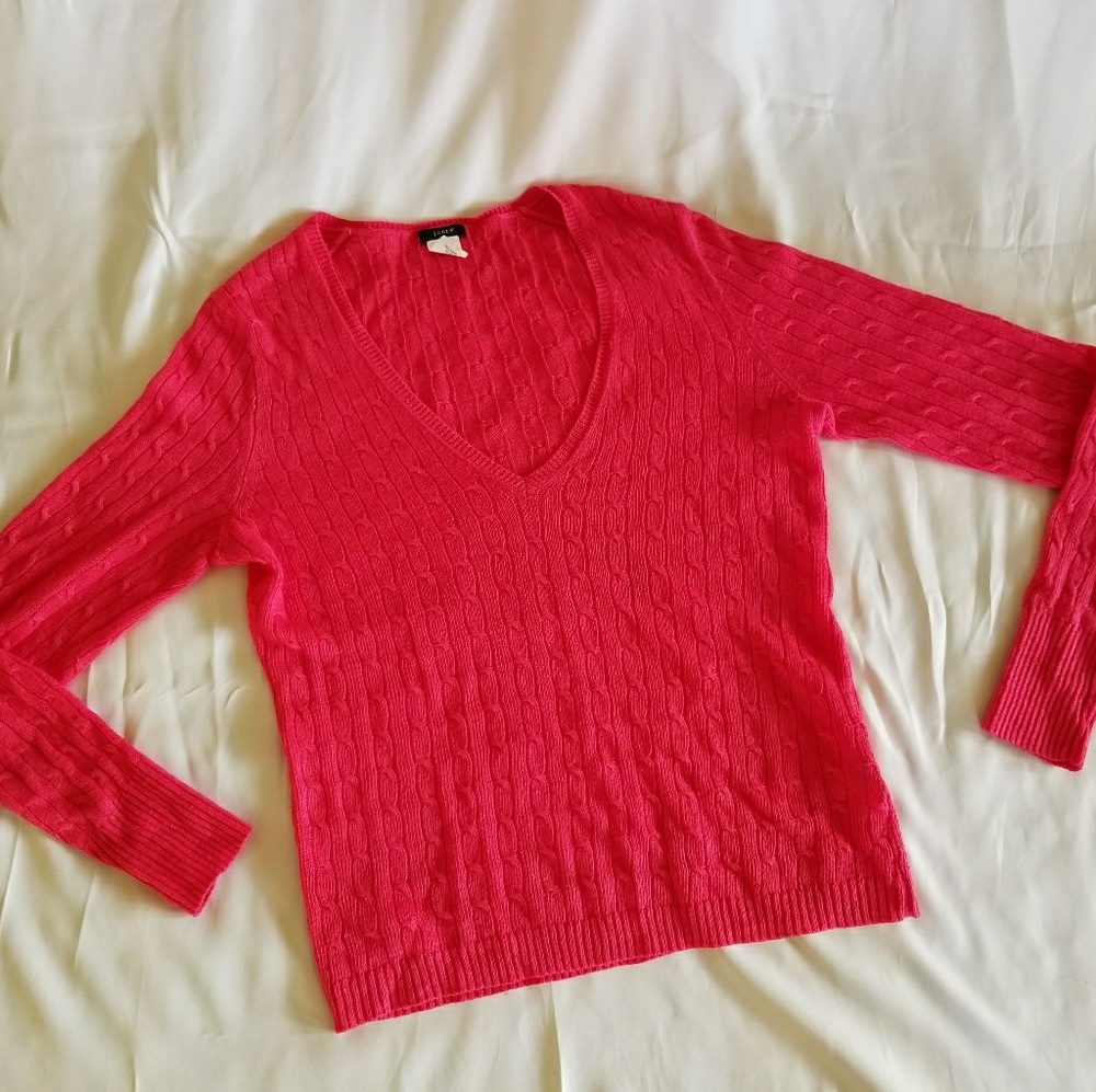J. Crew Pink Cable Knit Sweater Lightweight Size M